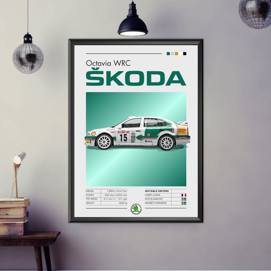 Skoda Octavia WRC Print, 2000s Car Print, Skoda Octavia WRC Poster, Car Art, Rally Car Print, Classic Car, Car Print, Car Poster