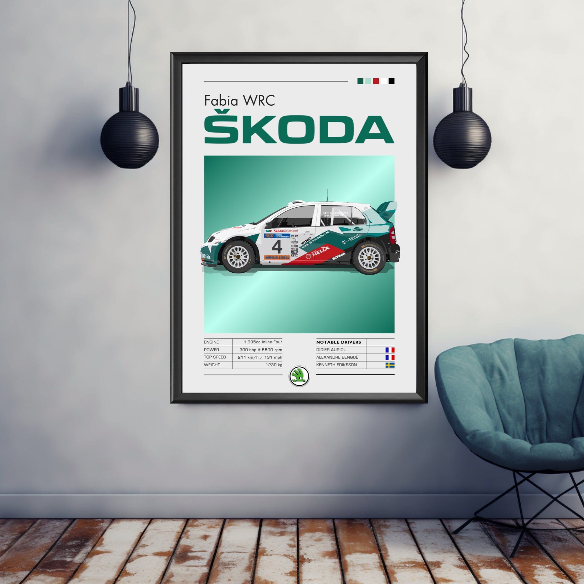 Skoda Fabia WRC Print - Car Poster