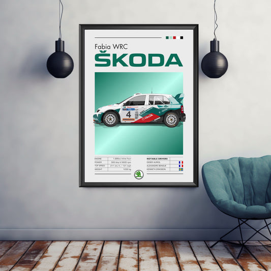 Skoda Fabia WRC Print, 2000s Car Print, Skoda Fabia WRC Poster, Car Art, Rally Car Print, Classic Car, Car Print, Car Poster