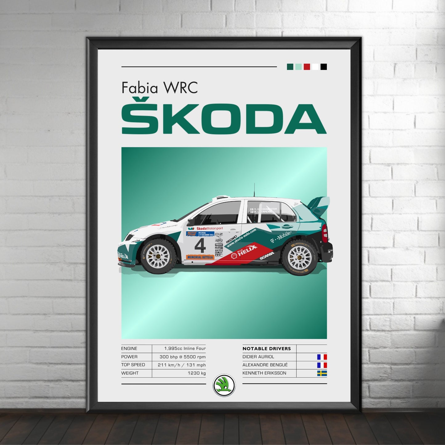 Skoda Fabia WRC Print - Car Poster