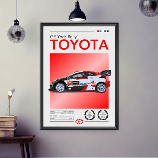 Toyota GR Yaris Rally1 Print, Toyota GR Yaris Rally1 Poster, Car Print, Car Poster, Car Art, Rally Car Print, Modern Car Print