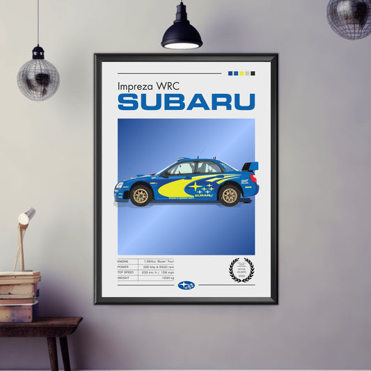 Subaru Impreza WRC Poster, Car Print, Subaru Impreza WRC Print, 1990s Car Print, Car Poster, Car Art, Classic Car Print, Rally Car Print