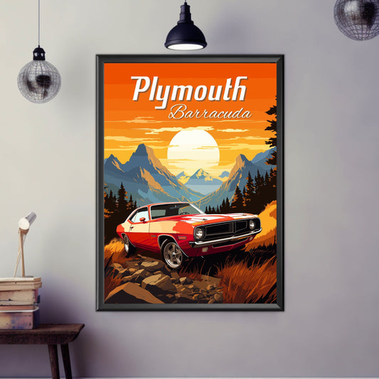 Plymouth Barracuda Poster, Plymouth Barracuda Print, 1970s, Car Art, Muscle Car Print, Classic Car, Car Print, Car Poster, American Car
