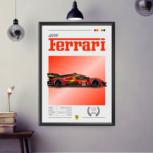 Ferrari 499P Print, Ferrari 499P Poster, Car Print, Car Art, Race Car Print, Car Poster, 24h of Le Mans, Scuderia Ferrari, Tifosi, Hypercar