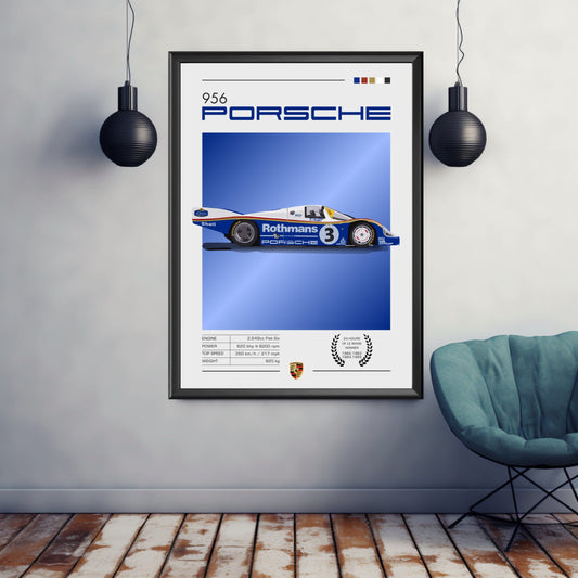 Porsche 956 Poster, Car Print, Porsche 956 Print, Car Art, Race Car Print, Car Poster, 24h of Le Mans, Classic Car Print, 1980s Car