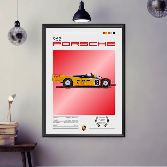 Porsche 962 Print, Porsche 962 Poster, 1980s Car Print, Car Art, Classic Car Print, Car Print, Car Poster, 24h of Le Mans Print, Race Car
