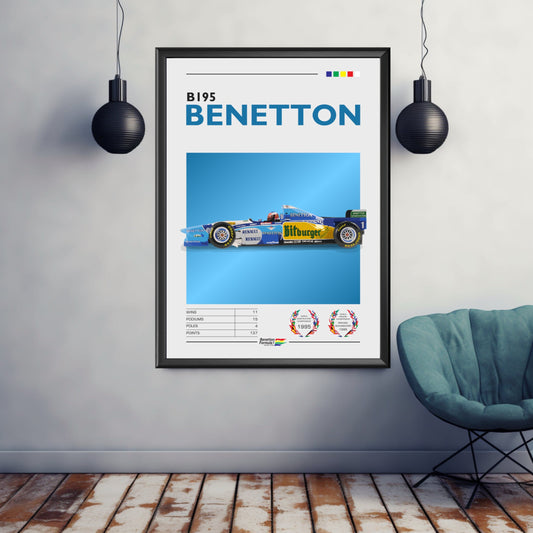 Benetton B195 Print, Benetton B195 Poster, Car Print, Car Art, Formula 1 Poster, Car Poster, Formula 1 Print, Classic Car Print, F1 Print