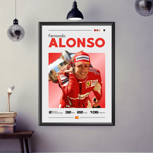 Fernando Alonso Poster, F1 Print, Fernando Alonso Print, F1 Poster, Formula 1 Print, Formula 1 Poster, Renault, Scuderia Ferrari