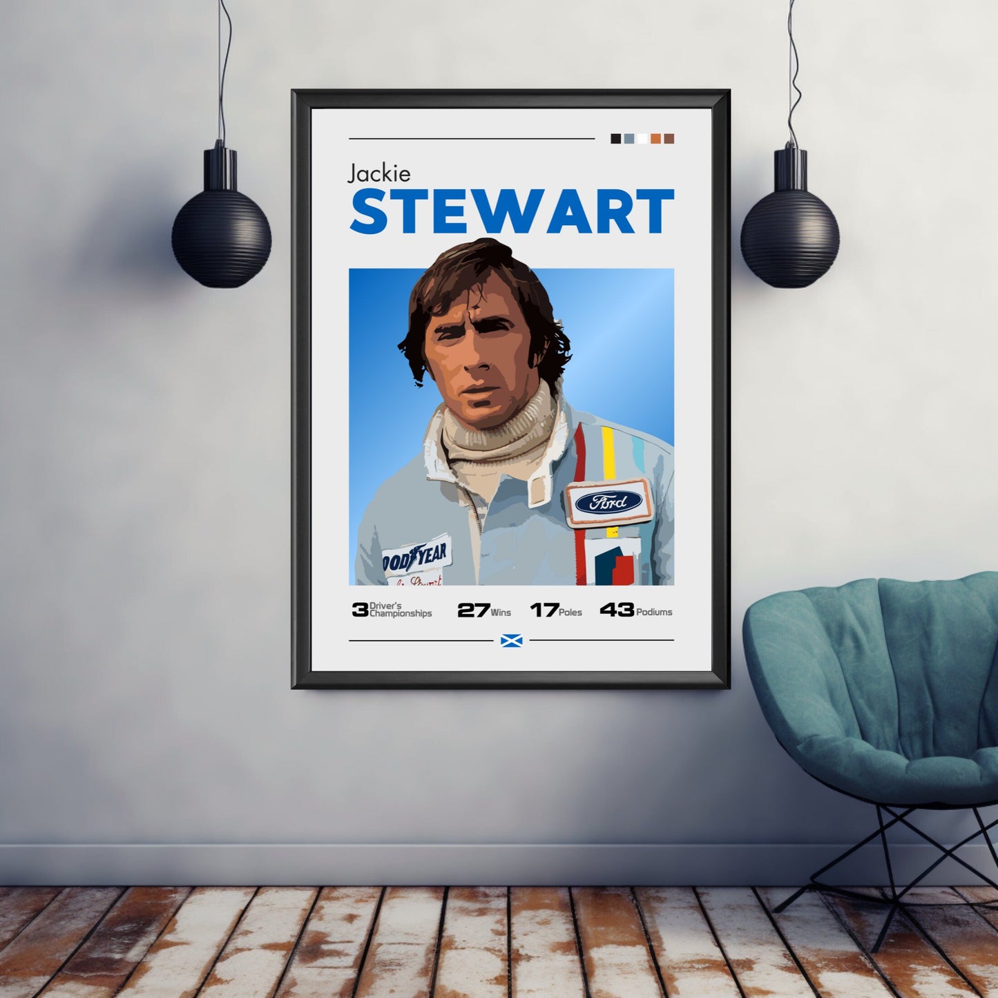 Jackie Stewart Poster, F1 Print