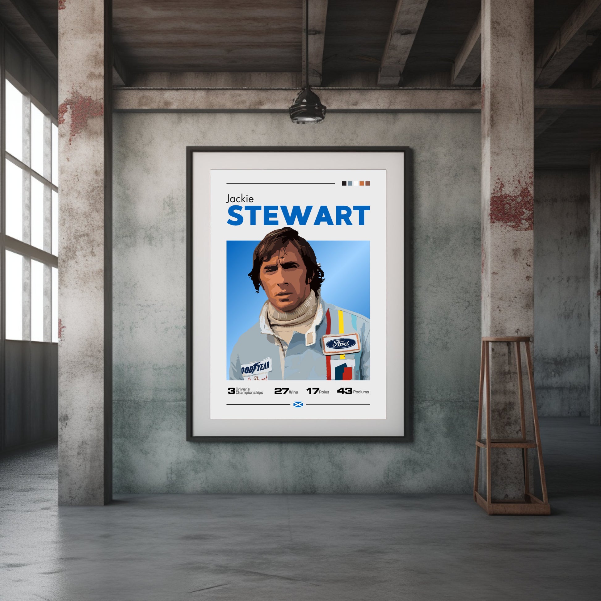 Jackie Stewart Poster, F1 Print