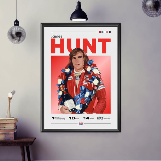 James Hunt Poster, F1 Print, James Hunt Print, F1 Poster, Formula 1 Print, Formula 1 Poster, Hesketh Racing, McLaren Racing