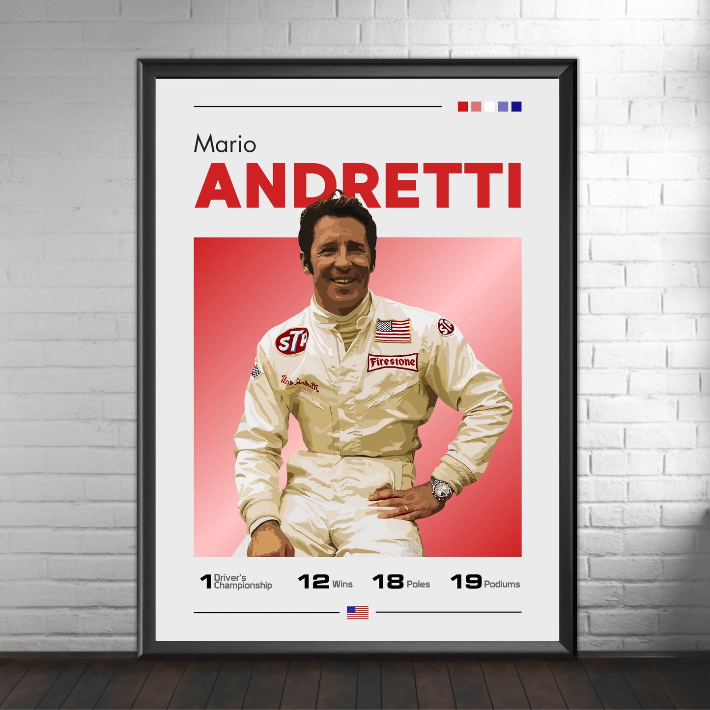 Mario Andretti Poster, F1 Print