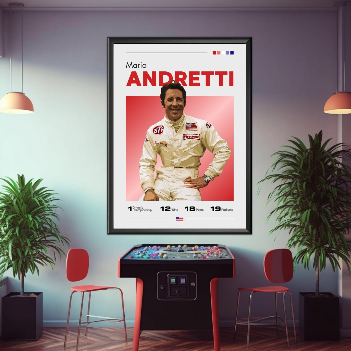 Mario Andretti Poster, F1 Print