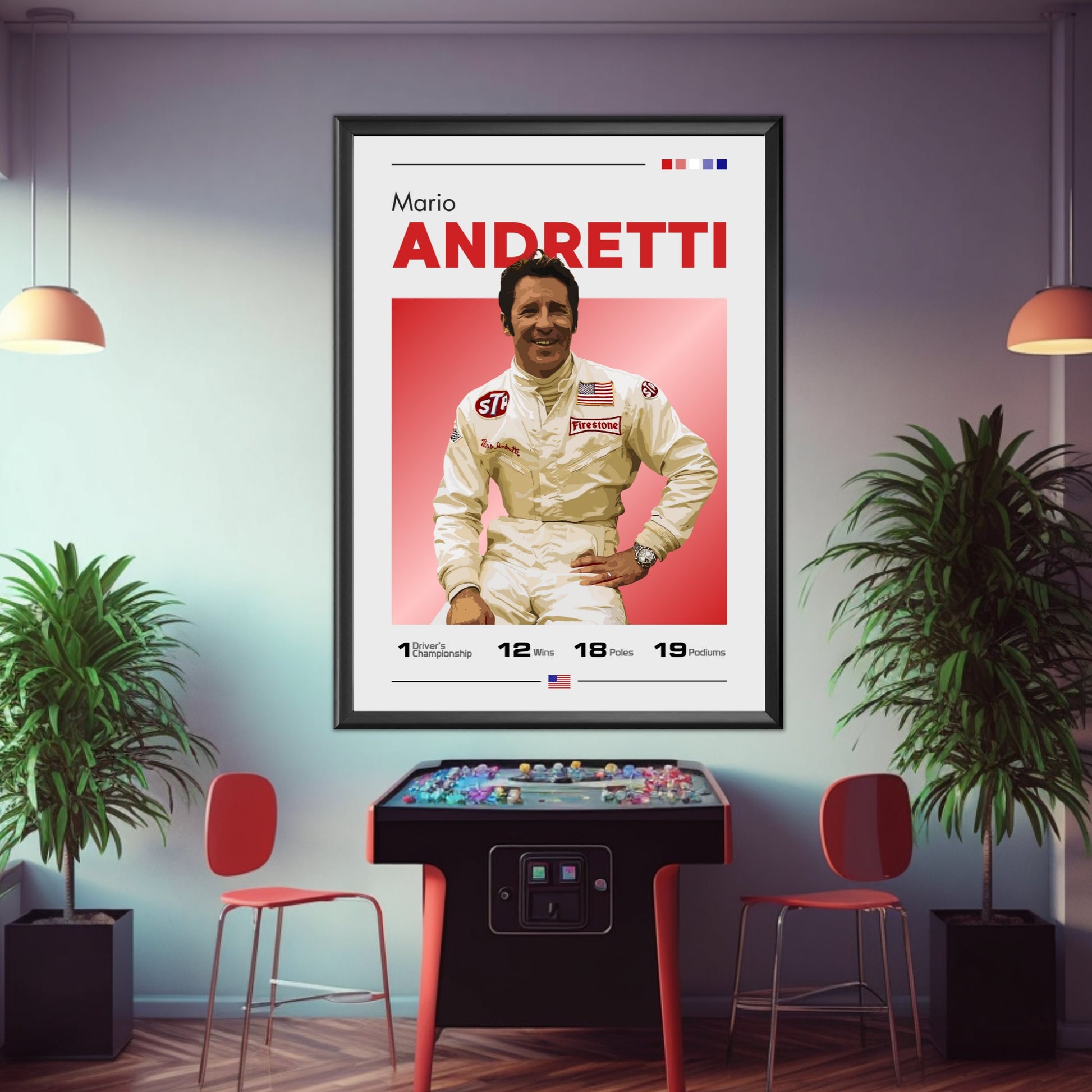 Mario Andretti Poster, F1 Print