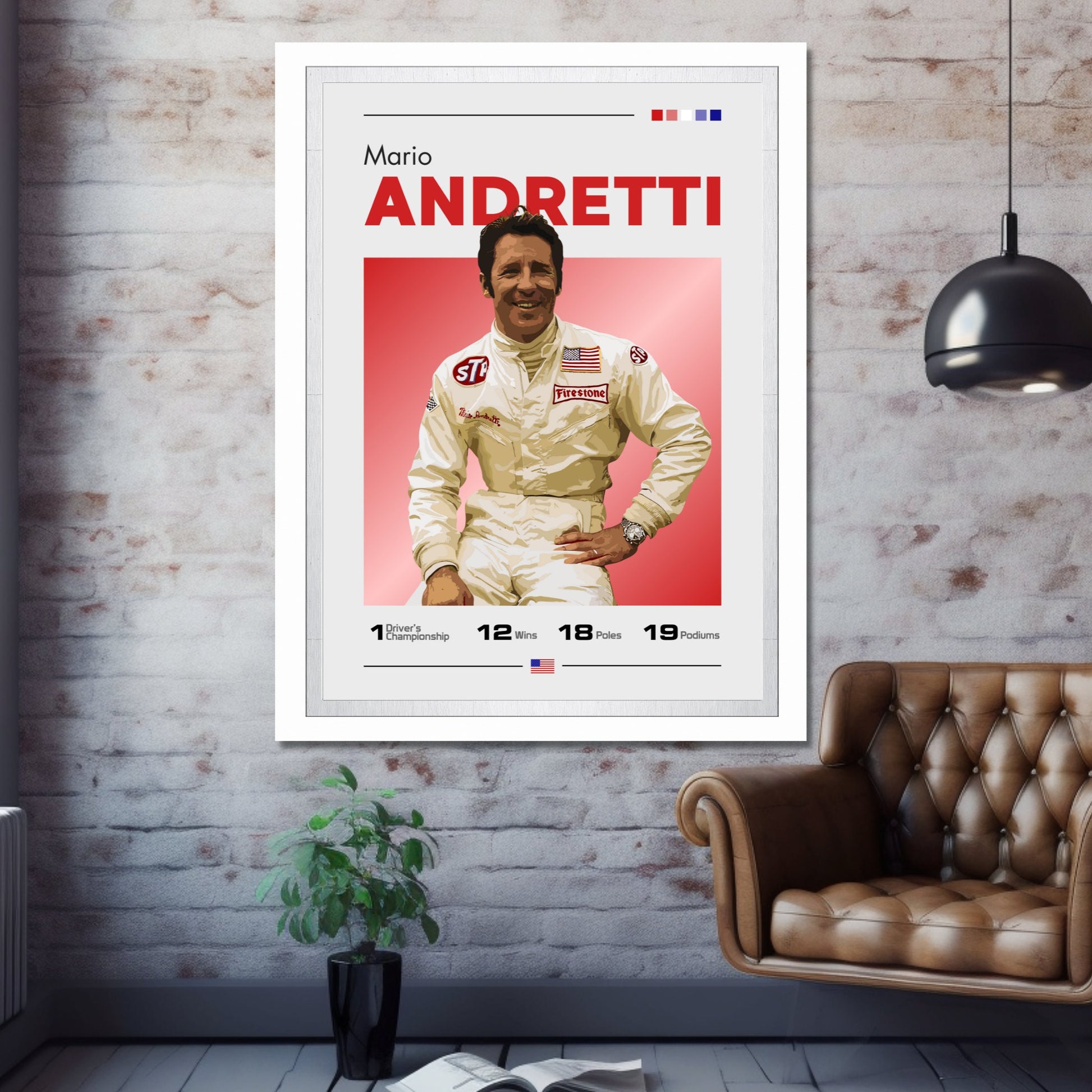 Mario Andretti Poster, F1 Print