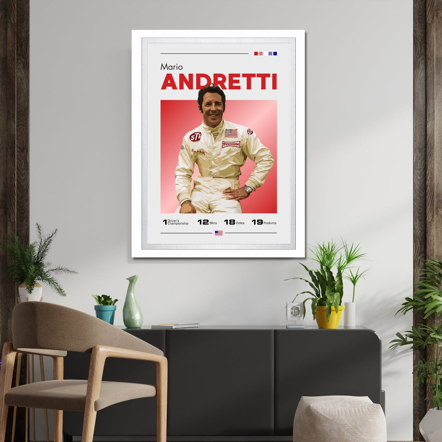 Mario Andretti Poster, F1 Print