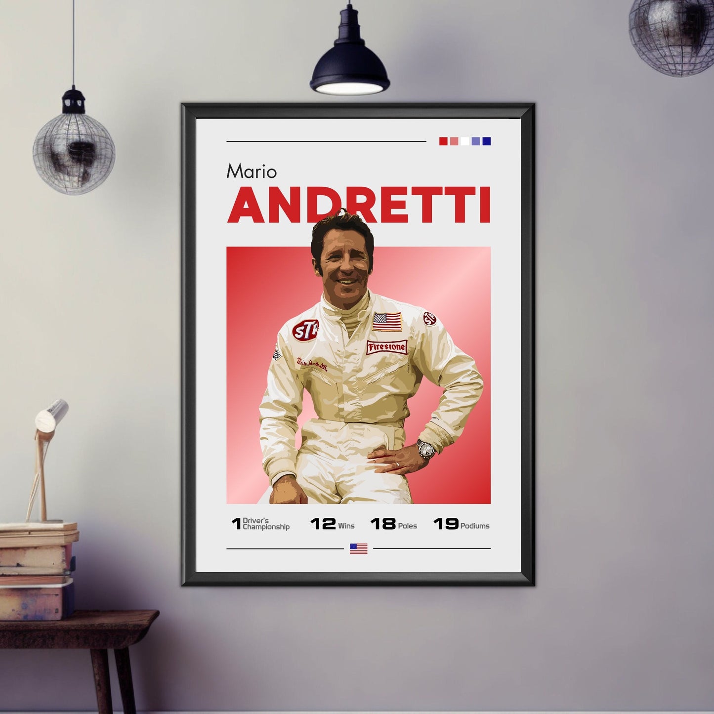 Mario Andretti Poster, F1 Print