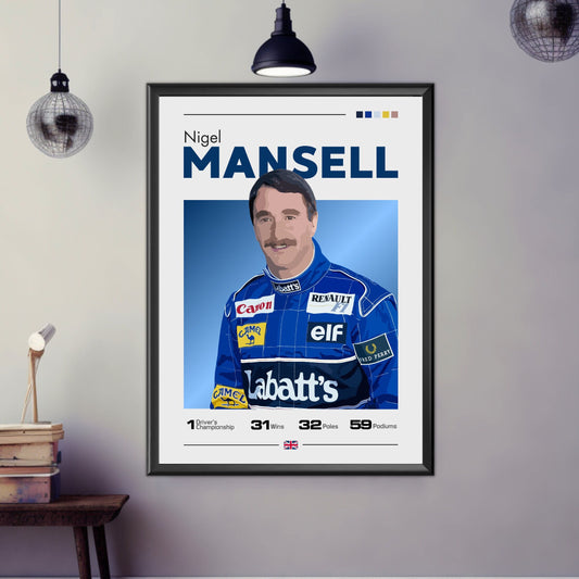 Nigel Mansell Print, Nigel Mansell Poster, F1 Print, F1 Poster, Formula 1 Print, Formula 1 Poster, Williams Racing, Scuderia Ferrari