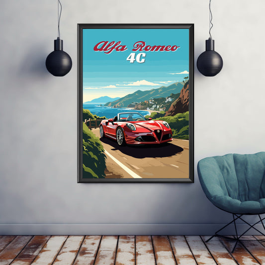 Alfa Romeo 4C Print, 2010s Car Print, Car Print, Alfa Romeo 4C Poster, Car Poster, Car Art, Modern Classic Car Print, Italian Car