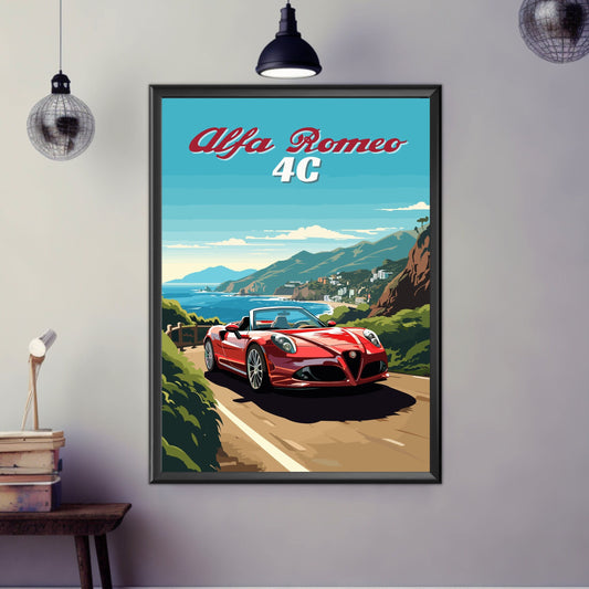 Alfa Romeo 4C Print, 2010s Car Print, Car Print, Alfa Romeo 4C Poster, Car Poster, Car Art, Modern Classic Car Print, Italian Car