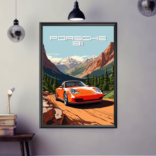 Porsche 911 Print, Porsche 911 Poster, Car Print, 2000s Car, Car Art, Classic car print, Supercar Print, Car Poster, Old-timer Print