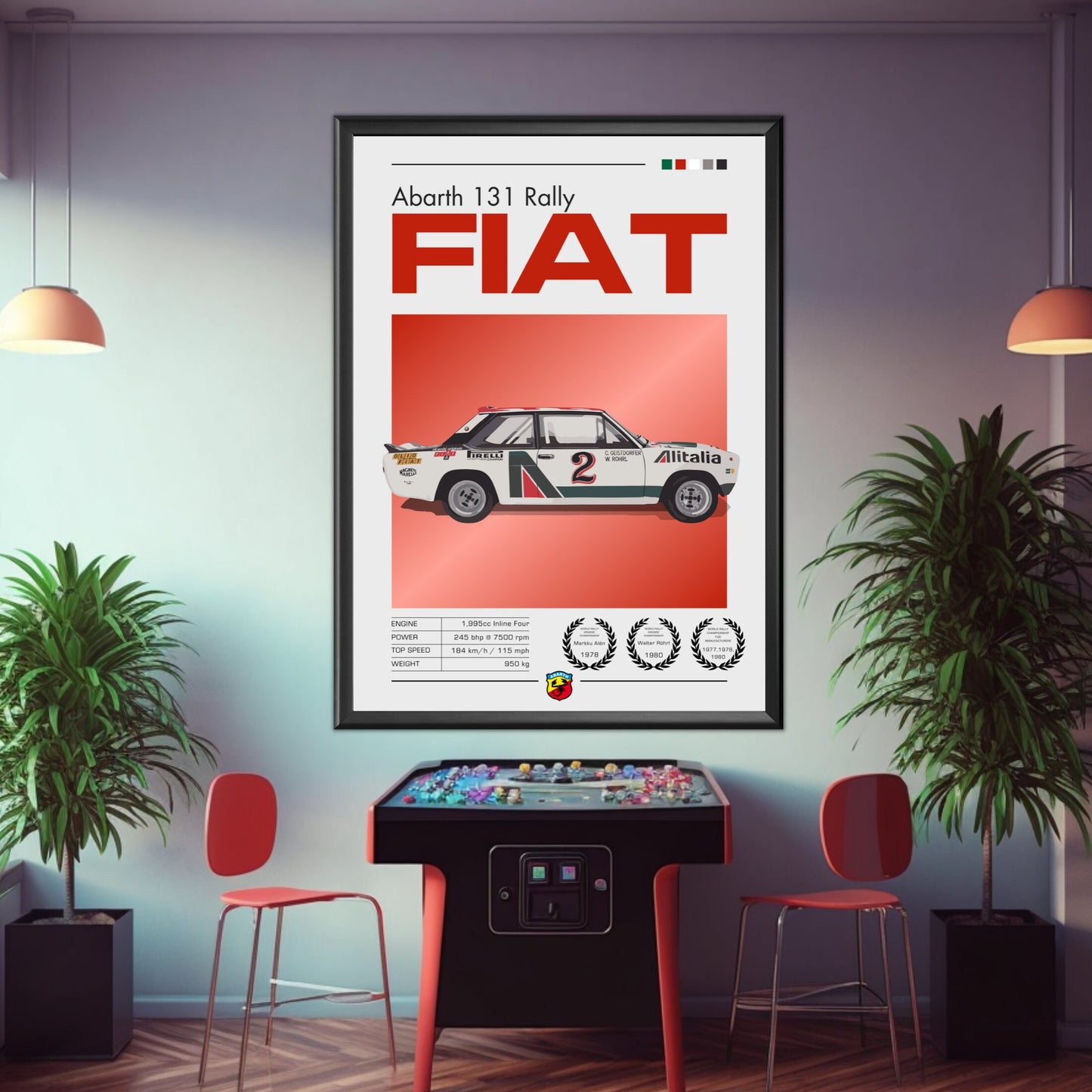 Abarth 131 Poster, Abarth 131 Print, 1970s Car Print, Car Print, Car Poster, Car Art, Rally Car Print, Fiat Abarth, Abarthisti