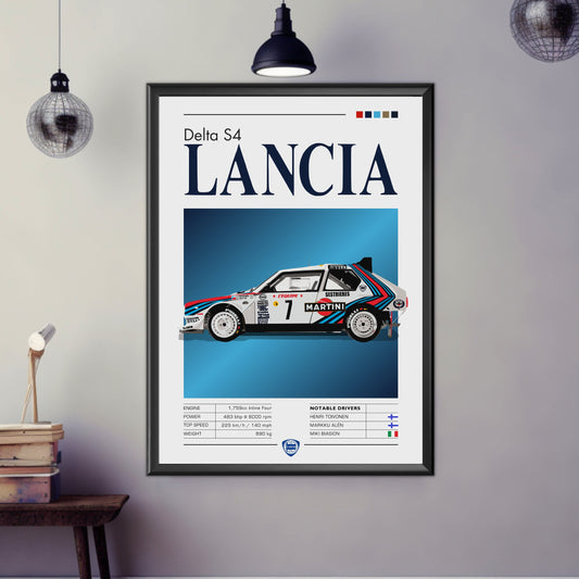 Lancia Delta S4 Poster, Car Art, Lancia Delta S4 Print, 1980s Car Print, Rally Car Print, Classic Car, Car Print, Car Poster
