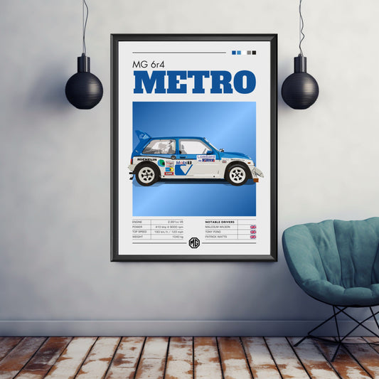 MG Metro 6r4 Poster, Car Art, MG Metro 6r4 Print, 1980s Car Print, Rally Car Print, Classic Car, Car Print, Car Poster