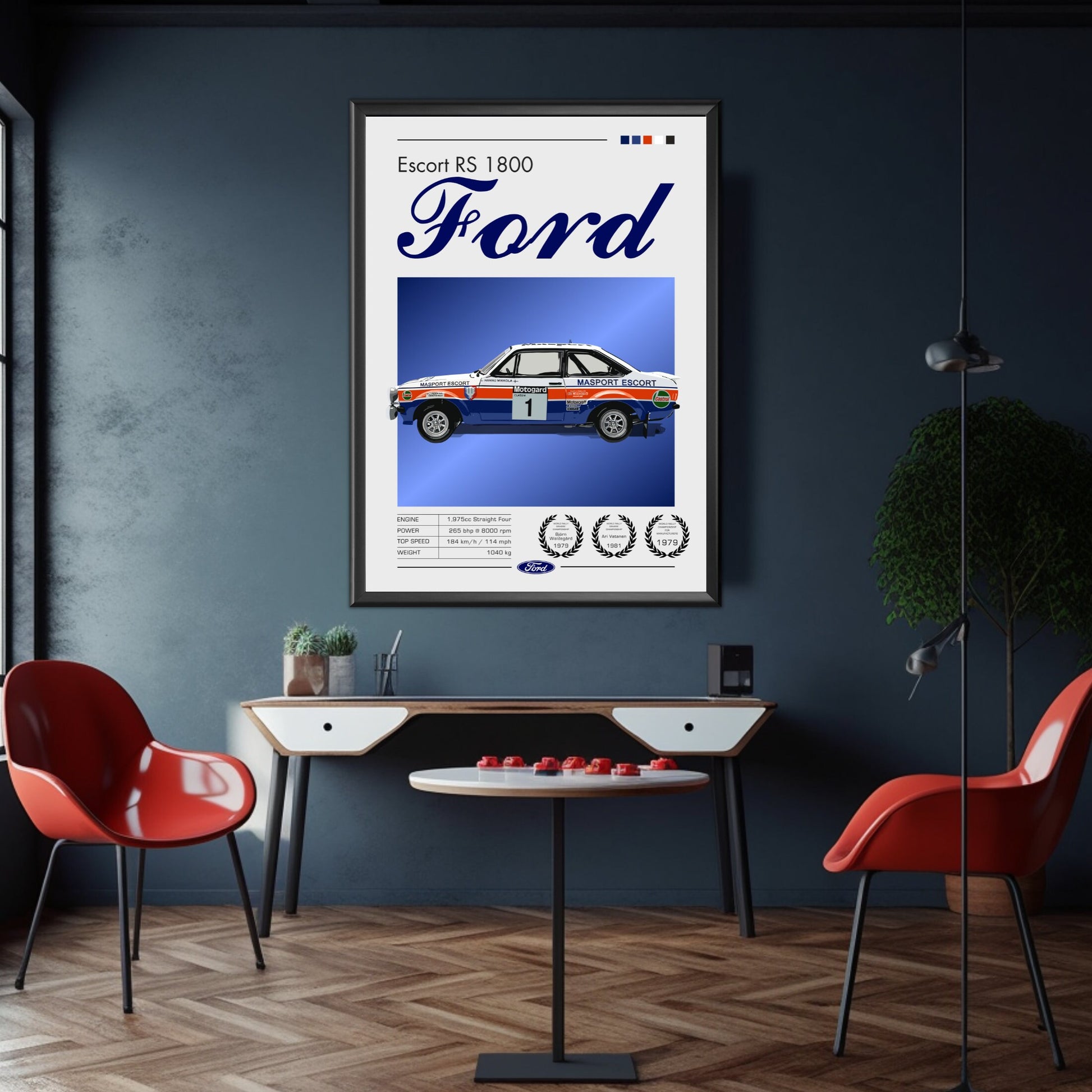 Ford Escort RS 1800 Print, Car Poster