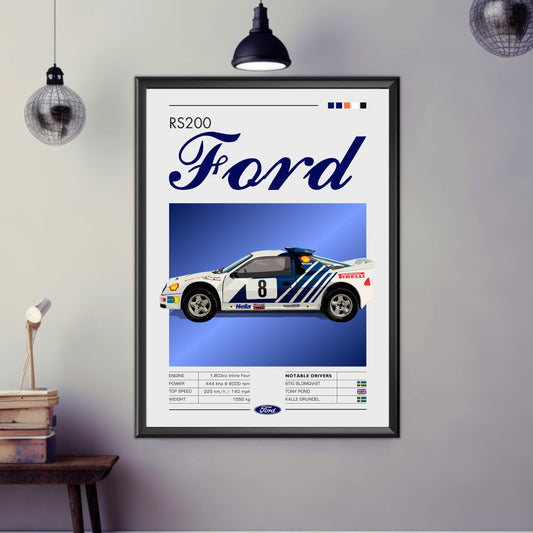 Ford RS200 Print, Ford RS200 Poster, 1980s Car Print, Car Art, Rally Car Print, Classic Car, Car Print, Car Poster, Race Car Print