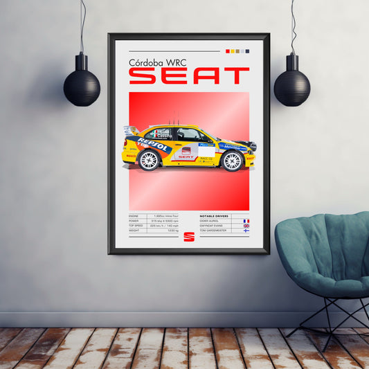 Seat Cordoba WRC Print, Seat Cordoba WRC Poster, 1990s Car Print, Car Art, Rally Car Print, Classic Car, Car Print, Car Poster
