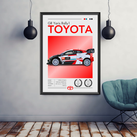 Toyota GR Yaris Rally1 Print, Toyota GR Yaris Rally1 Poster, Car Print, Car Poster, Car Art, Rally Car Print, Modern Car Print