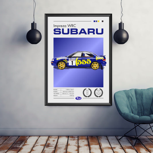 Subaru Impreza WRC Poster, Subaru Impreza WRC Print, 1990s Car Print, Car Print, Car Poster, Car Art, Classic Car Print, Rally Car Print