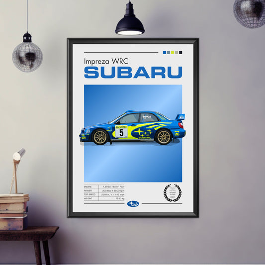 Subaru Impreza WRC Print, 1990s Car Print, Subaru Impreza WRC Poster, Car Print, Car Poster, Car Art, Classic Car Print, Rally Car Print