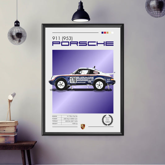 Porsche 911 (953) Print, Porsche 911 (953) Poster, 1980s Car Print, Vintage Car Print, Car Print, Car Poster, Car Art, Classic Car Print