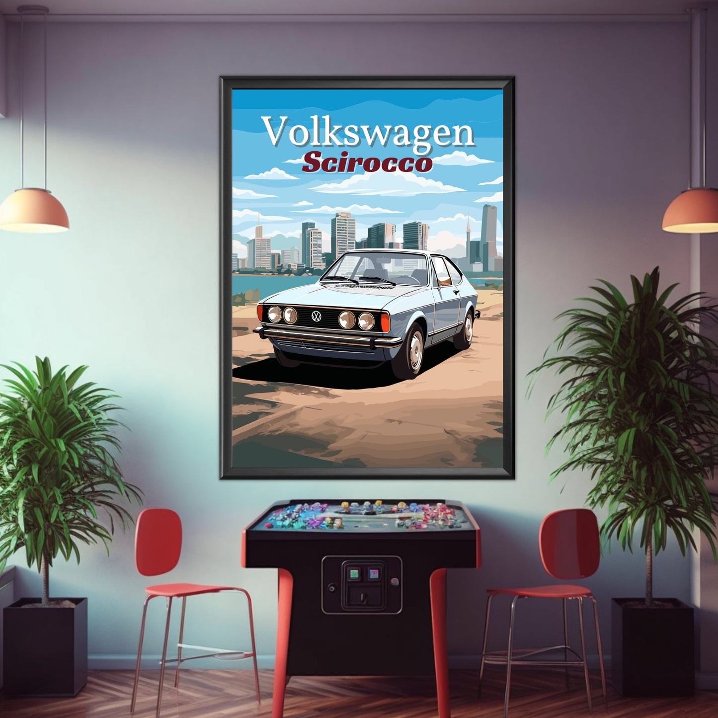 Volkswagen Scirocco Print, 1970s Car