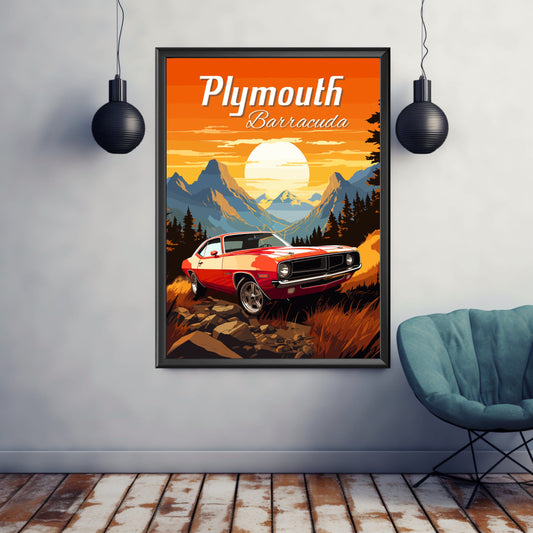 Plymouth Barracuda Poster, Plymouth Barracuda Print, 1970s, Car Art, Muscle Car Print, Classic Car, Car Print, Car Poster, American Car