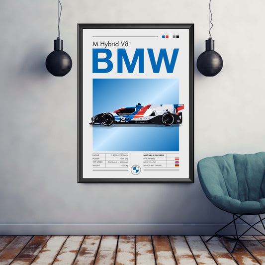 BMW M Hybrid V8 Print, BMW M Hybrid V8 Poster, Car Print, Car Art, Race Car Print, Car Poster, 24h of Le Mans, Hypercar Print