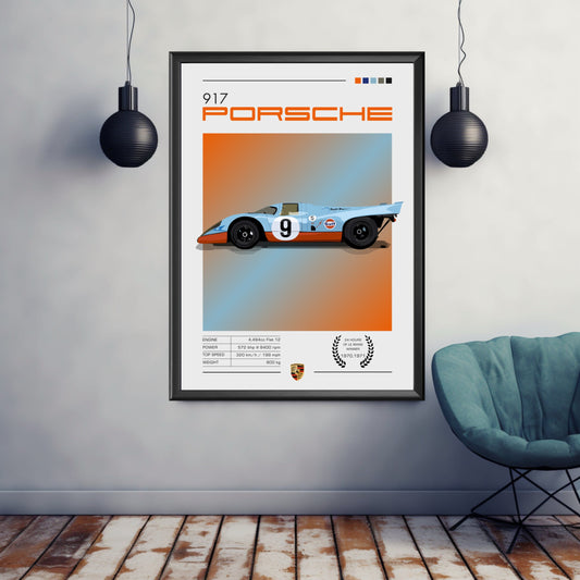 Porsche 917 Poster, Car Print, Porsche 917 Print, Car Art, Race Car Print, Car Poster, 24h of Le Mans, Classic Car Print, 1970s Car