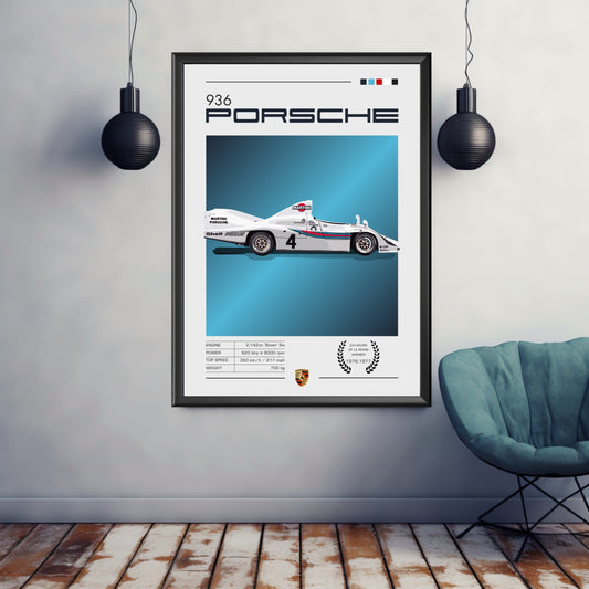 Porsche 936 Print, Porsche 936 Poster, 1970s Car Print, Car Art, Classic Car Print, Car Print, Car Poster, 24h of Le Mans Print, Race Car