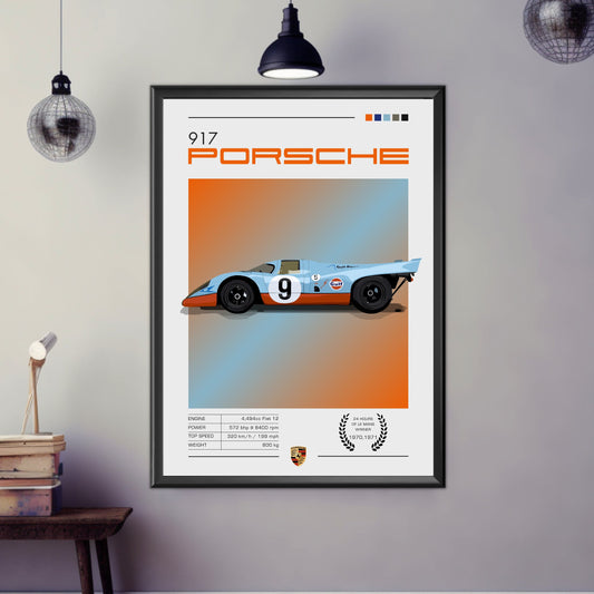 Porsche 917 Poster, Car Print, Porsche 917 Print, Car Art, Race Car Print, Car Poster, 24h of Le Mans, Classic Car Print, 1970s Car