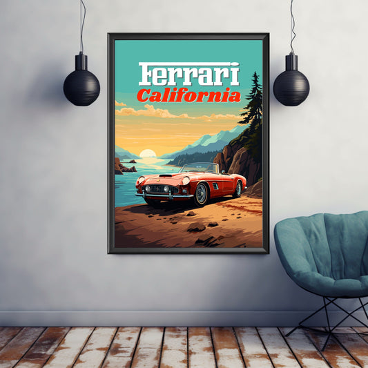 Ferrari California Print, Ferrari California Poster, Car Print, 1950s Car, Car Art, Classic Car print, Supercar Print, Car Poster, Vintage
