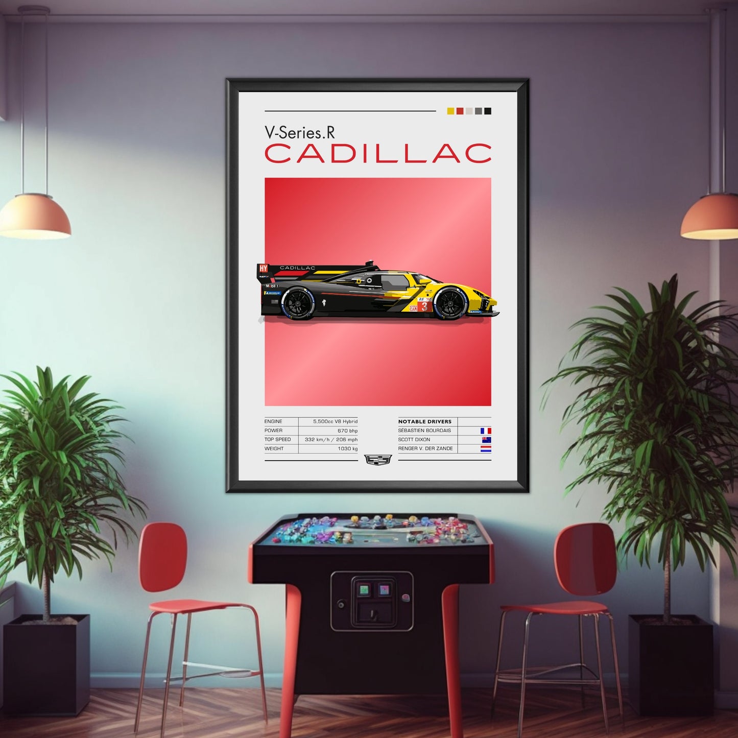 Cadillac V Series.R Print, Cadillac V Series.R Poster, Car Print, Car Art, Race Car Print, Car Poster, 24h of Le Mans, Hypercar Print