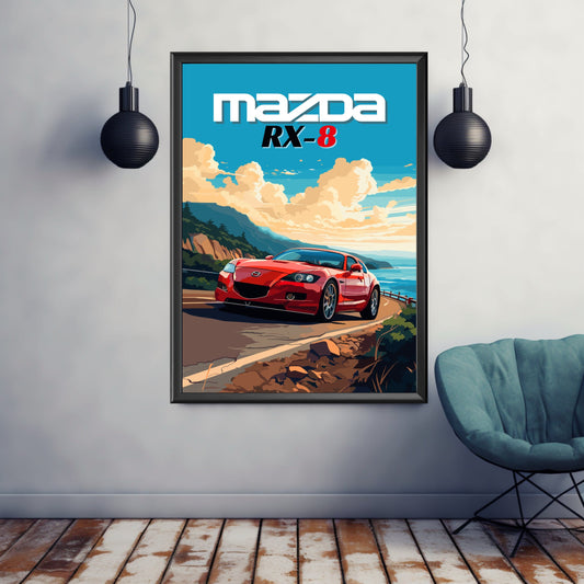 Mazda RX-8 Print, 2000s Car Print, Mazda RX-8 Poster, Car Art, Japanese Car Print, Sports Car Print, Car Print, Car Poster