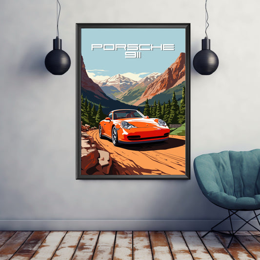 Porsche 911 Print, Porsche 911 Poster, Car Print, 2000s Car, Car Art, Classic car print, Supercar Print, Car Poster, Old-timer Print