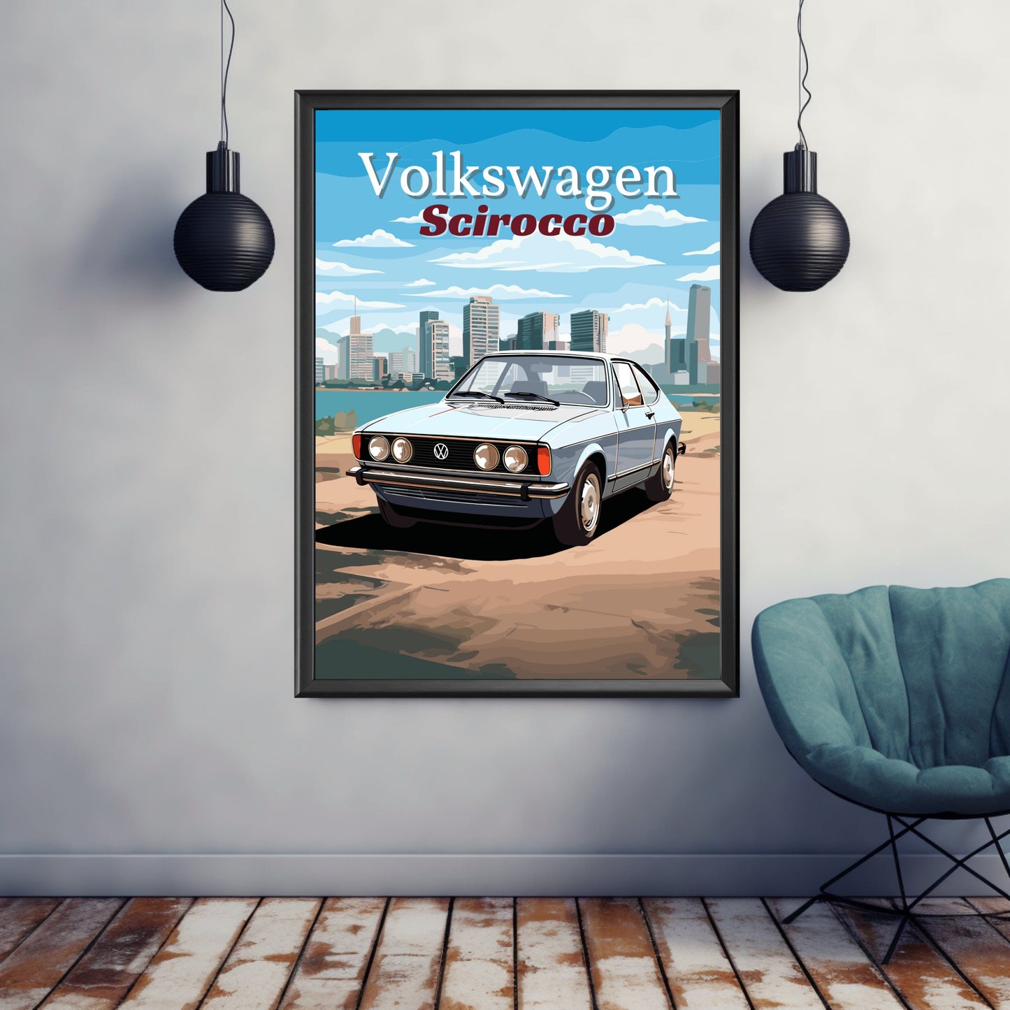 Volkswagen Scirocco Print, 1970s Car