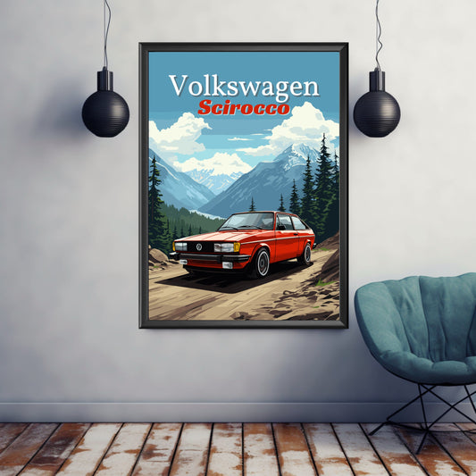 Volkswagen Scirocco Poster, Volkswagen Scirocco Print, 1980s Car, Car Print, Car Poster, Car Art, Classic Car Print, German Car Print