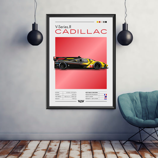 Cadillac V Series.R Print, Cadillac V Series.R Poster, Car Print, Car Art, Race Car Print, Car Poster, 24h of Le Mans, Hypercar Print