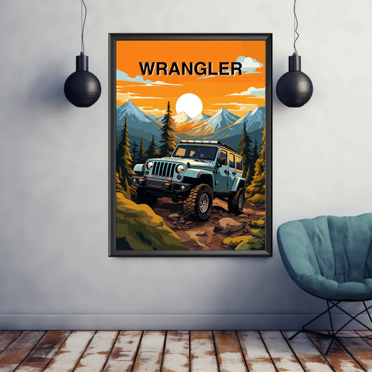 Jeep Wrangler Poster, Car Art, Off-Roader Print, Jeep Wrangler Print, 2010s Car Print, Modern Classic Car, Car Print, Car Poster
