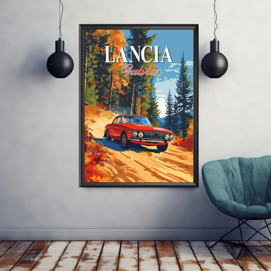 Lancia Fulvia Poster, Lancia Fulvia Print, Car Poster, Car Print, Old-timer Print, 1970s Car, Car Art, Classic Car Print, Rally Car Print
